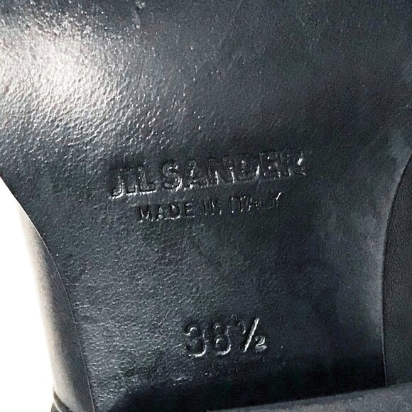 JIL SANDER BLACK LEATHER BUCKLED ANKLE BOOT w/OIL SLICK FINISH - Picture 8 of 9